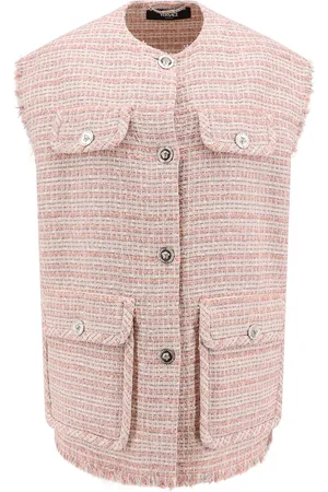 VERSACE Button-up Frayed Tweed Waistcoat