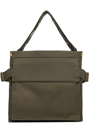 Burberry Green Canvas Medium Tote Trench Shopping Bag
