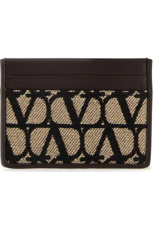 VALENTINO GARAVANI Leather And Toile Iconographe Card Holder