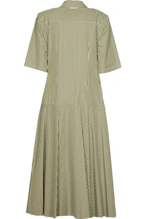 Msgm Bowed Waistline Poplin Midi Dress
