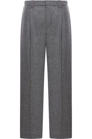 Brunello Cucinelli Grey Pants With Elastic Waistband In Wool And Cashmere Woman