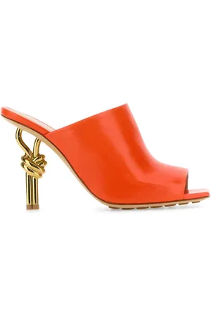 Bottega Veneta Orange Nappa Leather Knot Mules