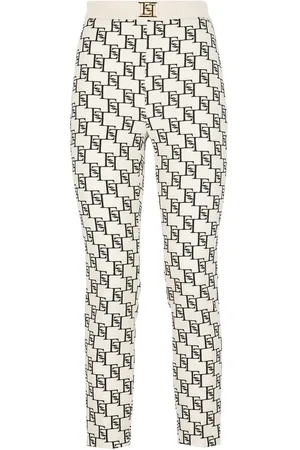 Elisabetta Franchi Logo Plaque Monogram Trousers