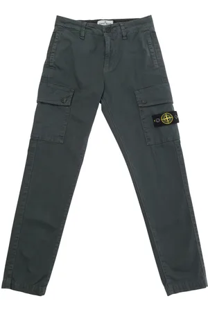 Stone Island Cargo Pants With Logo Patch In Stretch Cotton Boy