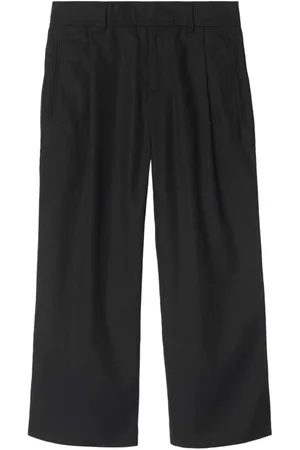 Burberry Pantaloni Morbidi carven Con Ricamo Ekd In Misto Cotone Nero Bambino