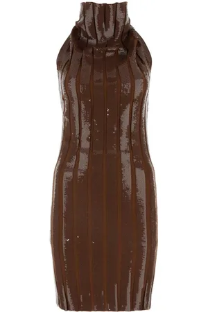 Fendi Brown Wool And Sequins Mini Dress