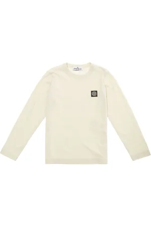 Stone Island Long Sleeve T-shirt With Logo Patch In Cotton Boy