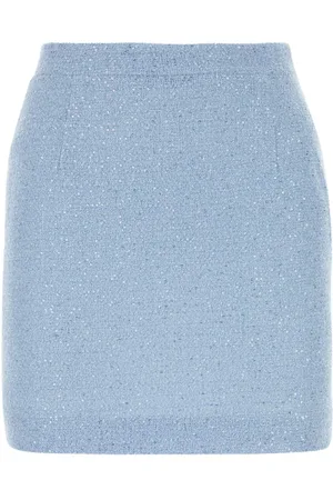 Alessandra Rich Light-blue Tweed Mini Skirt