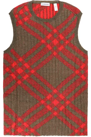 Burberry Check Dark Green Nylon Blend Vest