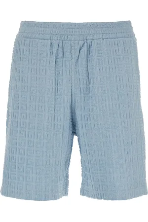 Givenchy Light Blue Bermuda Shorts With 4g Motif In Cotton Blend Man