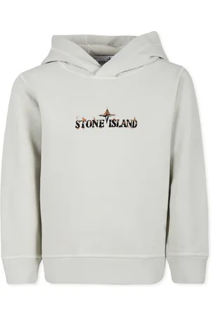 Stone Island Ivory Sweatshirt For Boy With Logo