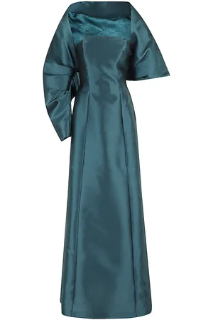 Alberta Ferretti Square-neck A-line Long Dress