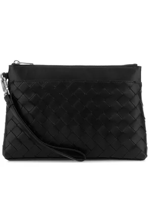 Bottega Veneta Black Leather Intrecciato Prism Pouch