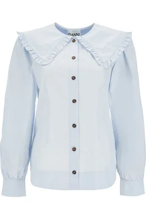 Ganni Poplin Shirt With Oversized Collar