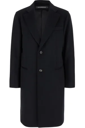 Emporio Armani Single-breasted Coat With Notched Revers In Wool Man