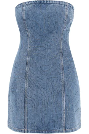 ROTATE Denim Mini Dress With Rhinestones