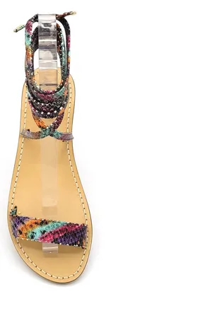 Dea Sandals Multicolor Python Print Leather Gladiator Sandals