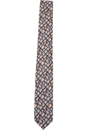 LARDINI Geometric Pattern Blue And Orange Tie