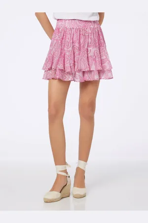 MC2 SAINT BARTH Woman Paisley Silk Voile Ruffled Mini Skirt Eivissa