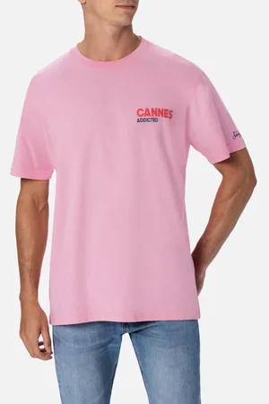 MC2 SAINT BARTH Man Cotton T-shirt With Cannes Addicted Postcard Placed Print