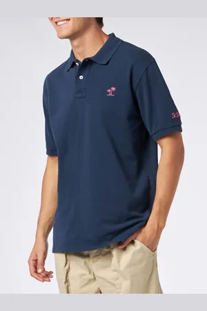 MC2 SAINT BARTH Man Piquet Polo With St. Barth Logo And Vintage Effect