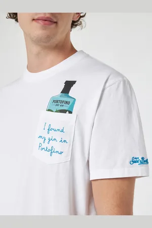 MC2 SAINT BARTH Man Cotton T-shirt Austin With Portofino Gin Embroidery Portofino Dry Gin Special Edition
