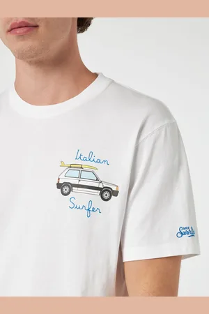 MC2 SAINT BARTH Man Cotton T-shirt With Panda Print And Italian Surfer Embroidery Panda Special Edition