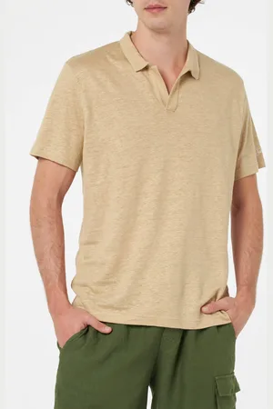 MC2 SAINT BARTH Beige Linen Buttonless Polo Shirt Fraser