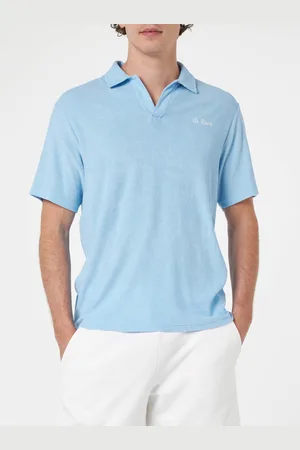 MC2 SAINT BARTH Man Light Blue Terry Polo Shirt Jeremy