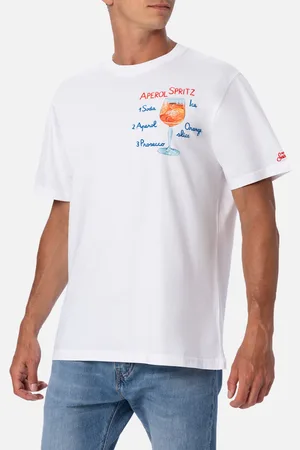 MC2 SAINT BARTH Man Cotton T-shirt With Aperol Spritz Print And Embroidery Aperol Special Edition