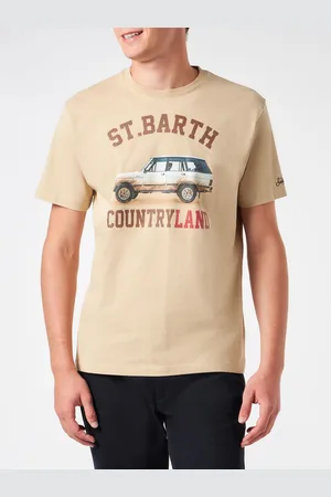 MC2 SAINT BARTH Man Heavy Cotton T-shirt With St. Barth Countryland Print