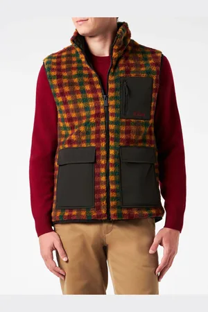 MC2 SAINT BARTH Man Check Sherpa Vest Jacket With Patch Pockets