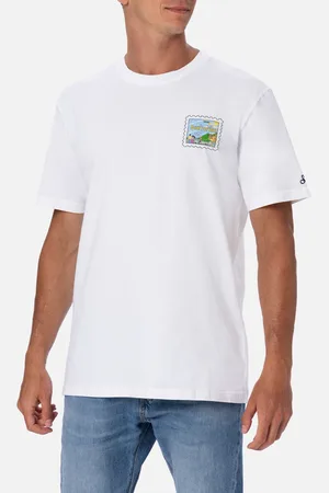 MC2 SAINT BARTH Man Cotton T-shirt With Portofino Postcard Front And Back Print Alessandro Enriquez Special Edition