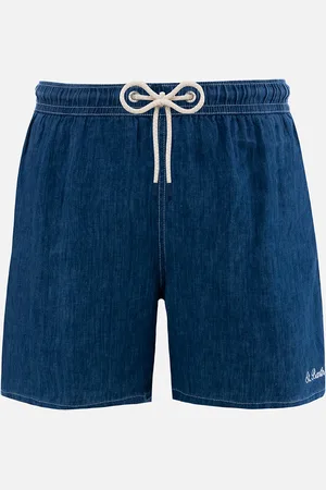 MC2 SAINT BARTH Man Mid-length Denim Linen Swim-shorts Gustavia
