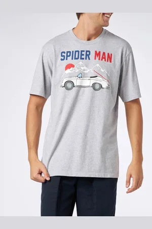 MC2 SAINT BARTH Man Heavy Cotton T-shirt With Spider Man And Cart Print