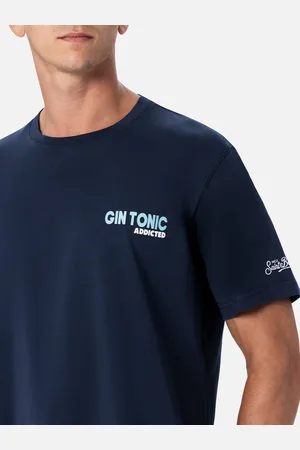 MC2 SAINT BARTH Man Cotton T-shirt With Gin Tonic Addicted Placed Print