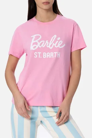 MC2 SAINT BARTH Woman Cotton Jersey Crewneck T-shirt Emilie With Barbie St. Barth Print Barbie Special Edition