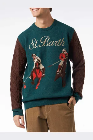 MC2 SAINT BARTH Man Crewneck Donegal Sweater With Polo Jacquard