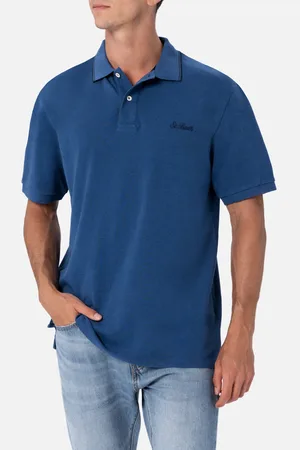 MC2 SAINT BARTH Man Denim Cotton Piquet Polo Shirt Beverly Hills