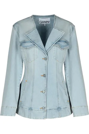 Ganni Light Blue Cotton Blazer