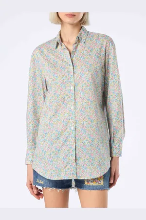 MC2 SAINT BARTH Woman Cotton Shirt Brigitte With Emma & Georgina Print Made With Liberty Fabric