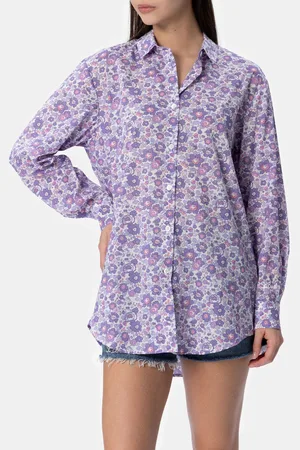 MC2 SAINT BARTH Woman Cotton Shirt Brigitte With Betsy Print Made With Liberty Fabric