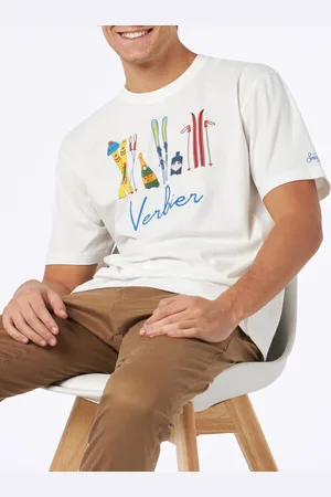 MC2 SAINT BARTH Man Heavy Cotton T-shirt With Verbier Front Embroidery