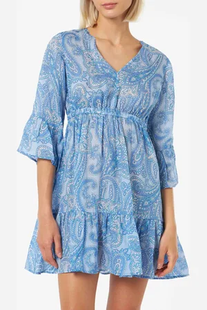 MC2 SAINT BARTH Woman Linen Paisly Short Dress April