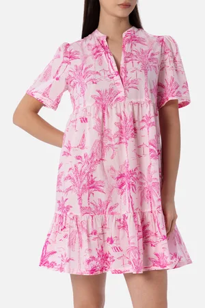 MC2 SAINT BARTH Woman Cotton Voile Short Dress Siara With Toile De Jouy Print