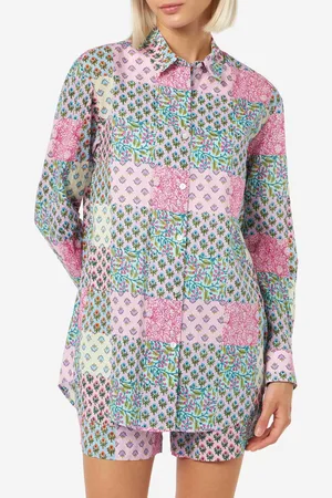 MC2 SAINT BARTH Woman Cotton Shirt Brigitte With Flower Print