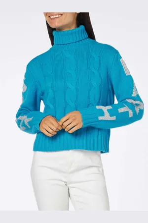 MC2 SAINT BARTH Woman Turtleneck Braided Sweater With Saint Barth Jacquard