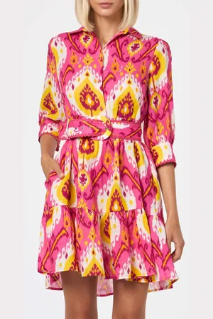 MC2 SAINT BARTH Woman Linen Short Dress Daisi With Ikat Print