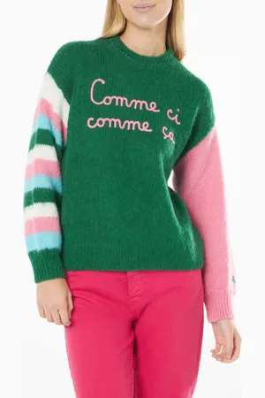 MC2 SAINT BARTH Woman Boxy Shape Soft Sweater With Comme Ci Comme ça Embroidery