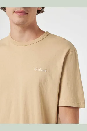 MC2 SAINT BARTH Man Beige Cotton Jersey T-shirt Dover With St. Barth Embroidery